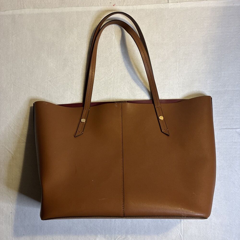 J.Crew Devon Bonded Leather Tote Women’s Tan Brown Large Shoulder Bag - Picture 2 of 9